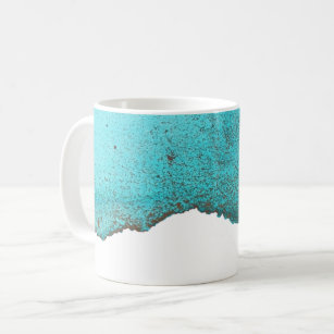 Sophisticated Abstract Turquoise Gold Ink Art Coffee Mug