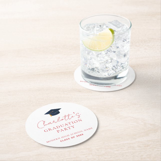 Sophisticated Academic 2026 Graduation Party Round Paper Coaster (Insitu)