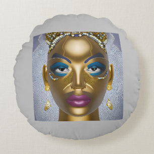 Sophisticated African Beauty: Black History Month  Round Pillow