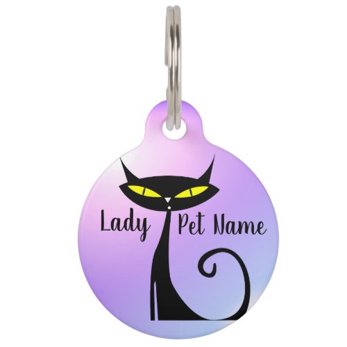 Sophisticated and Elegant Cartoon Cat Pet ID Tag