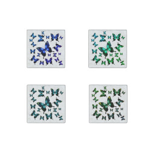 Sophisticated Aqua Elegant Whimsical Butterfly Stone Magnet
