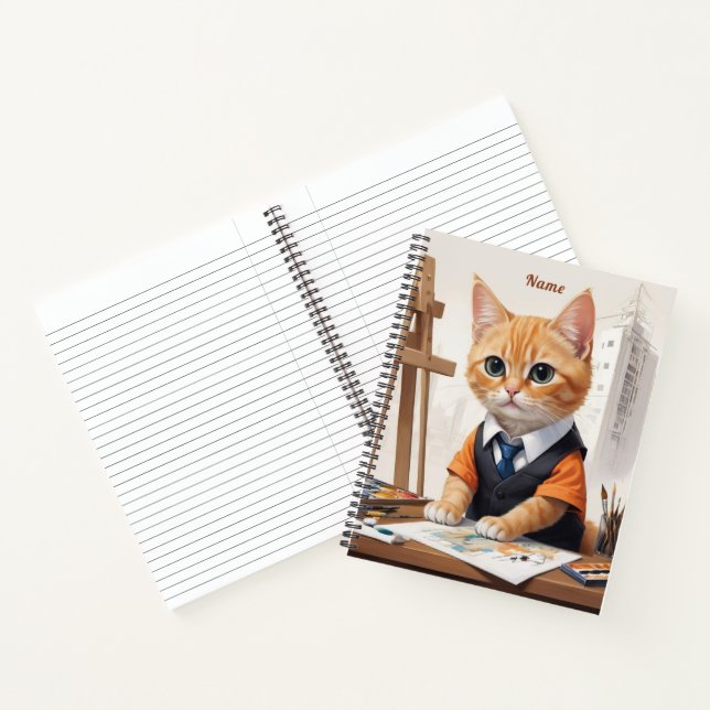 Sophisticated Architect Cat Ginger Kitten Art Notebook (Inside)