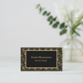 Sophisticated Art Deco Black And Gold Pattern Business Card (Standing Front)
