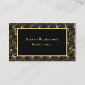Sophisticated Art Deco Black And Gold Pattern Business Card (Front)