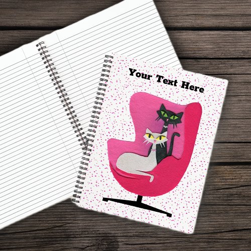 Sophisticated Atomic Cats Diamond Collars in Chair Notebook