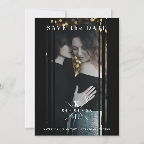 Sophisticated BW Photo Couple Lesbian Gay Wedding Save The Date