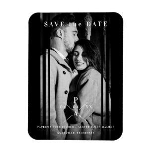Sophisticated B&W  Photo Engaged Couple Wedding Magnet