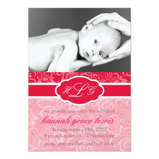 Sophisticated Baby Announcement (Red)