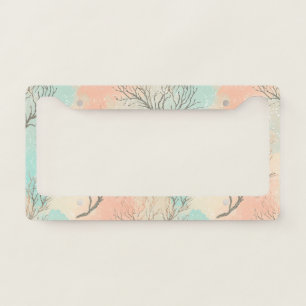 Sophisticated Beach Palette with Coral & Wave License Plate Frame