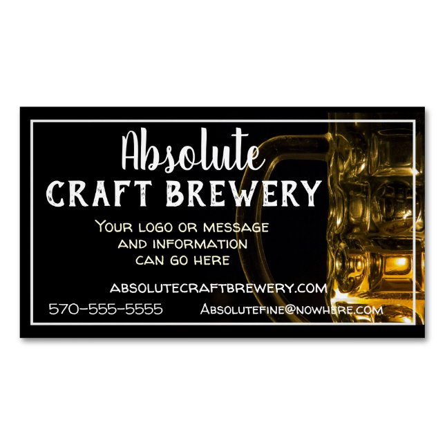 Sophisticated Beer Mug Craft Brewery  Business Card Magnet (Front)