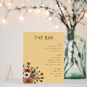 Sophisticated Beige Floral Bar Menu Foam Board