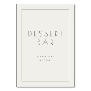 Sophisticated Beige Minimalist Dessert Bar Sign Table Number