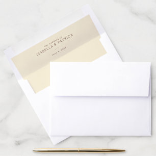 Sophisticated Beige Minimalist Wedding Envelope Liner