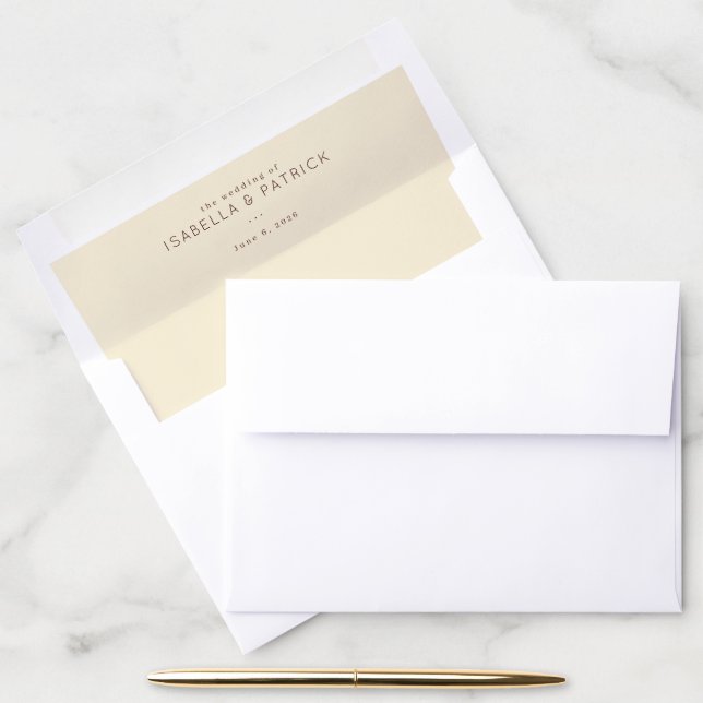 Sophisticated Beige Minimalist Wedding Envelope Liner (Desk)