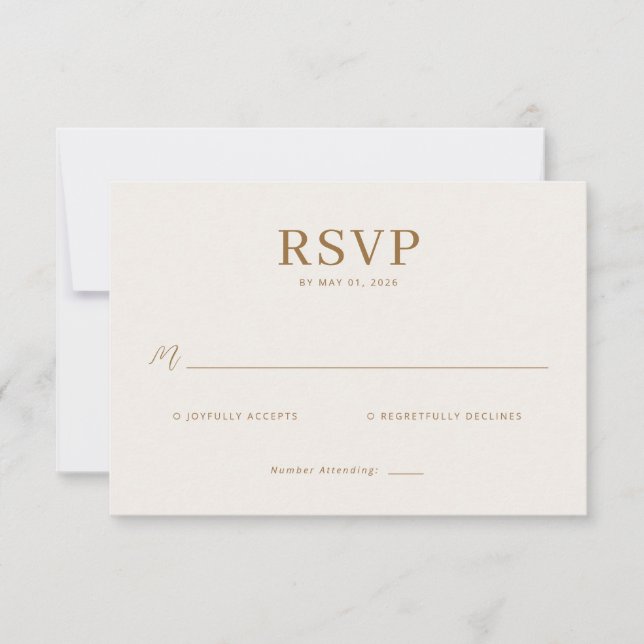 Sophisticated Beige RSVP Card (Front)