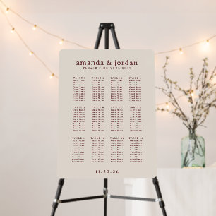 Sophisticated Beige Seating Chart Foam Board