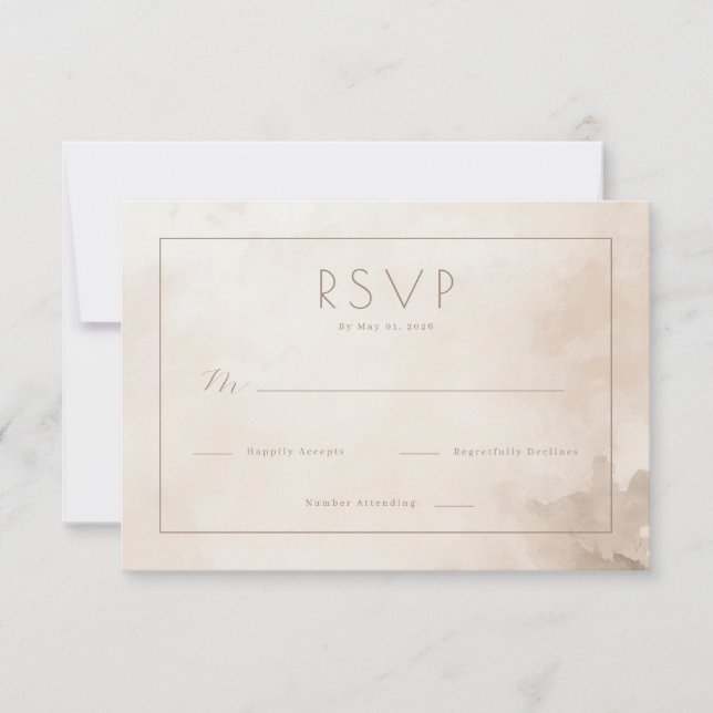 Sophisticated Beige Watercolor RSVP Card (Front)