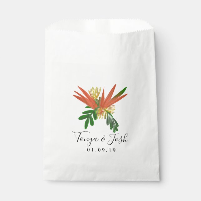 Sophisticated Bird of Paradise Tropic Bridal Favor Bag (Front)