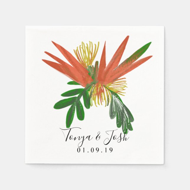 Sophisticated Bird of Paradise Tropic Wedding Napkins (Front)