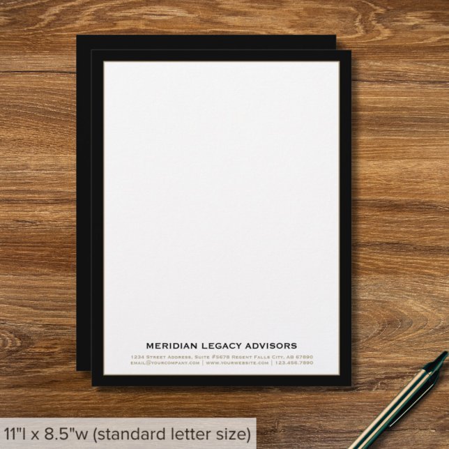 Sophisticated Black and Gold Business Letterhead