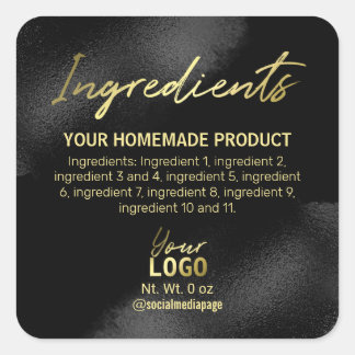 Sophisticated Black And Gold Ingredient Labels