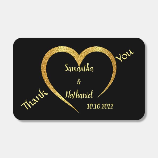 Sophisticated Black and Gold Party Thank You  Matchboxes (Front)