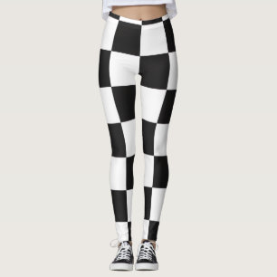 Sophisticated Black and White Checkered Envelope  Leggings