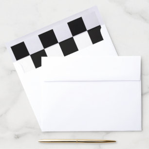 Sophisticated Black and White Checkered Envelope Liner