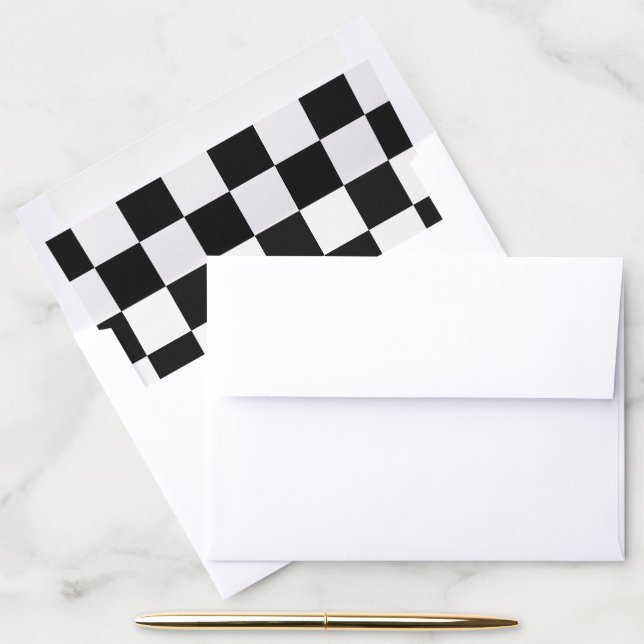 Sophisticated Black and White Checkered Envelope  Liner (Desk)