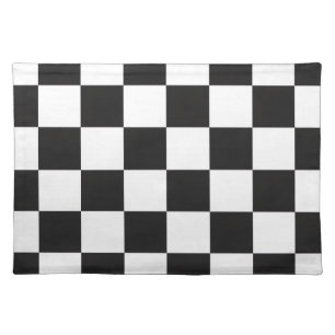 Sophisticated Black and White Checkered Pattern Cloth Placemat