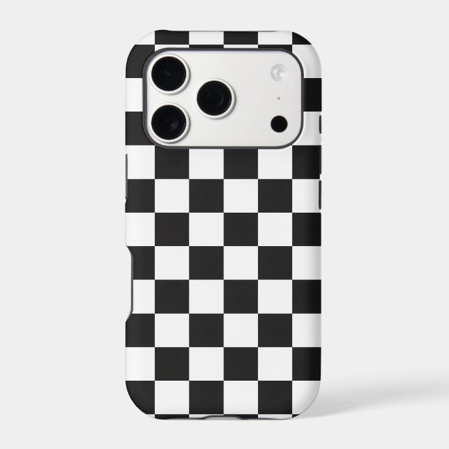 Sophisticated Black and White Checkered Pattern iPhone Case (Back)