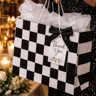 Sophisticated Black and White Checkered Pattern Large Gift Bag