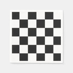 Sophisticated Black and White Checkered Pattern Napkins