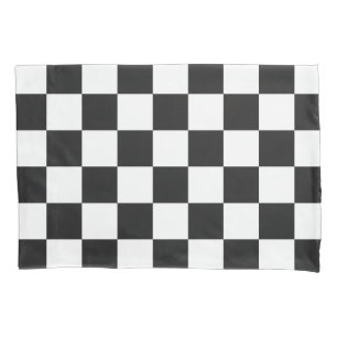 Sophisticated Black and White Checkered Pattern Pillow Case