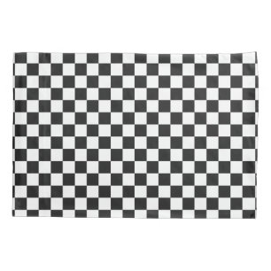 Sophisticated Black and White Checkered Pattern Pillow Case