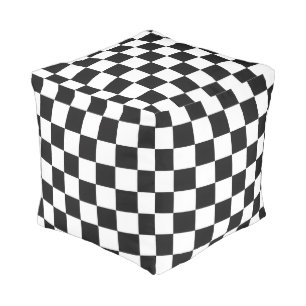 Sophisticated Black and White Checkered Pattern Pouf