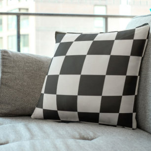 Sophisticated Black and White Checkered Pattern Throw Pillow