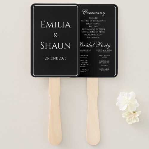 Sophisticated Black and White Wedding Fan Programs