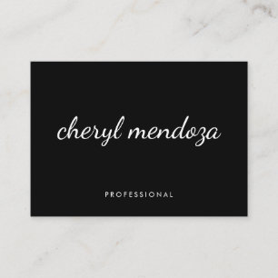 Sophisticated Black Beige Cursive Text Business Card
