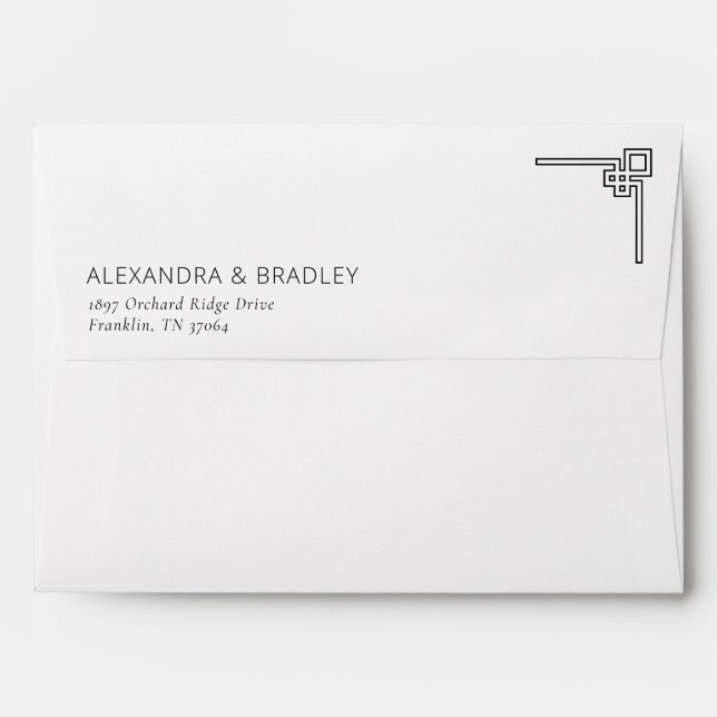 Sophisticated Black Geometric Minimalist Envelope (Back (Top Flap))