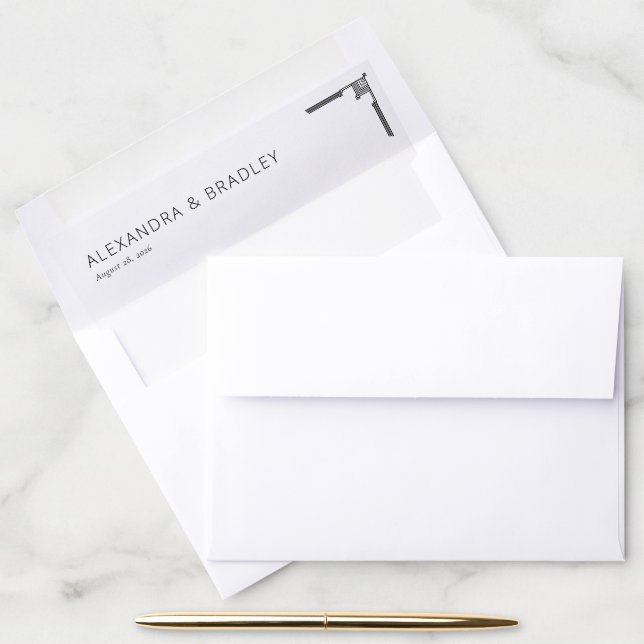 Sophisticated Black Geometric Minimalist Envelope Liner (Desk)