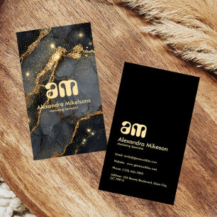 Sophisticated Black Gold Marble Chic Business Card
