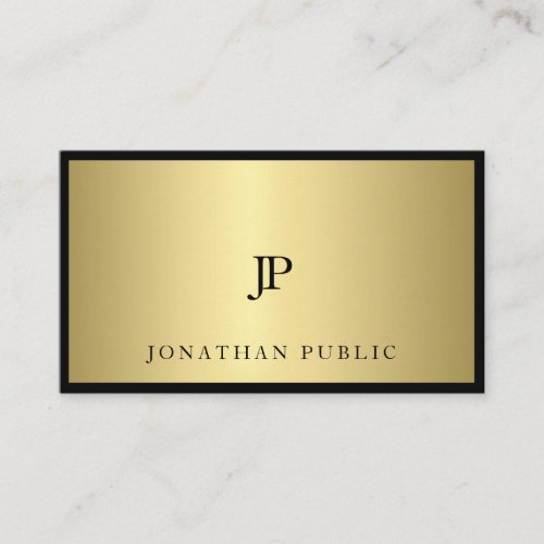Sophisticated Black Gold Monogram Glam Modern Fine Business Card