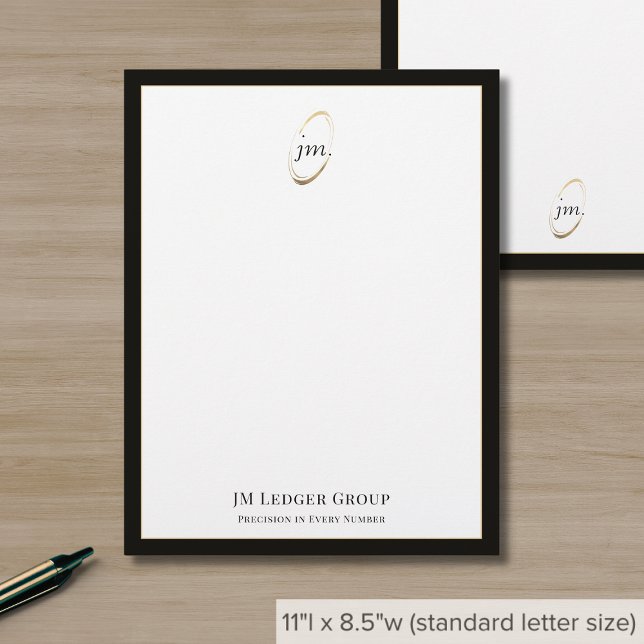 Sophisticated Black Gold Monogram Initials Logo Letterhead (Creator Uploaded)