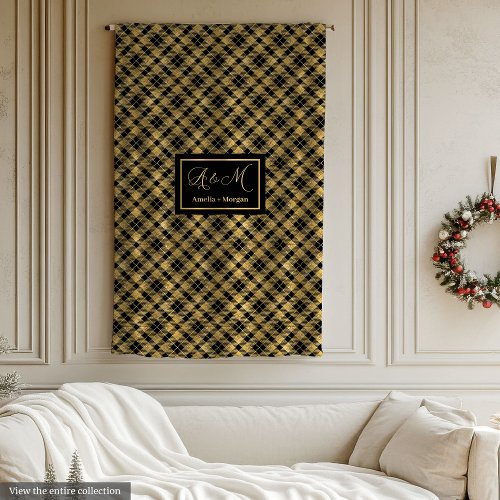 Sophisticated Black Gold Outdoor Throw Blanket