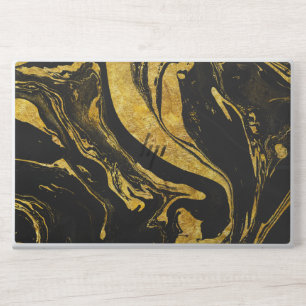 sophisticated black & golden marble HP laptop skin