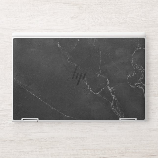   sophisticated black marble HP laptop skin (Front)