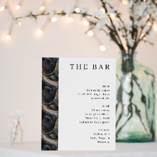 Sophisticated Black Marbled Bar Menu Foam Board