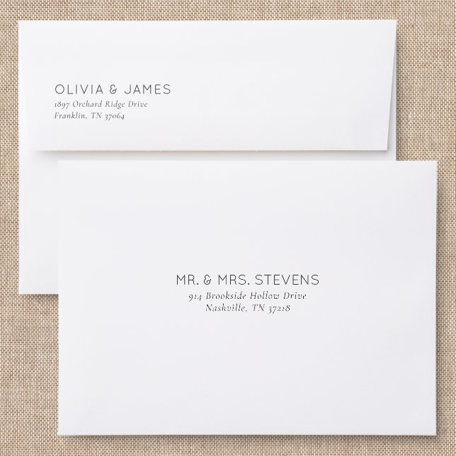 Sophisticated Black Minimalist Addressed Envelopes (Linen)