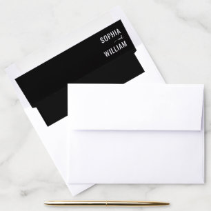 Sophisticated Black Minimalist Calligraphy Envelope Liner